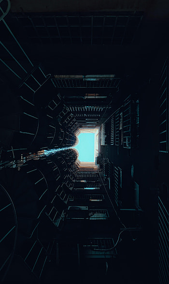 Sky, Building, Dark, Miscellanea, Miscellaneous, Facade, Bottom View HD phone wallpaper