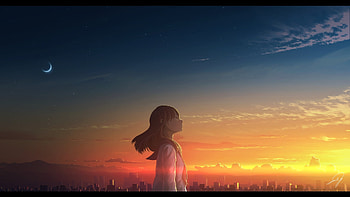 Girl, relaxed, outdoor, anime HD wallpaper