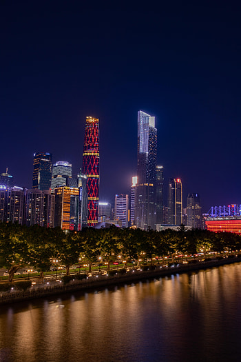 Cities, Water, Night, City, Building, Lights, Reflection HD phone wallpaper