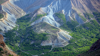 Aerial View Of Road Valley Trees Forest Mountain Slope Nature HD wallpaper