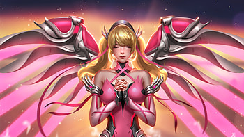 Pink Mercy Overwatch Art, mercy-overwatch, overwatch, games, xbox-games, ps-games, pc-games, pink, artist, artwork, digital-art, deviantart HD wallpaper