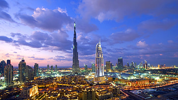 Preview dubai, building, view from the top, view, city lights HD wallpaper