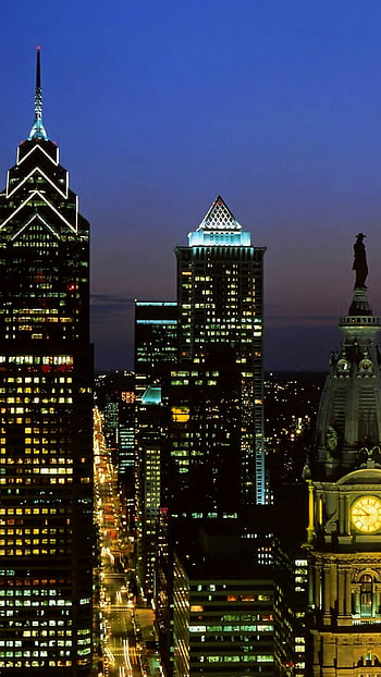 Pennsylvania travels, Philadelphia skyline, Delaware River HD phone wallpaper