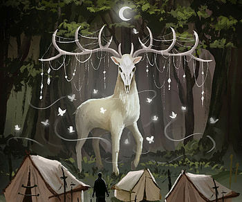 Spirit of the Forest, fantasy, deer HD wallpaper