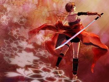 Red Samurai, orginal, samurai, red, girl, katana HD wallpaper