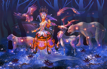 Parade of Stars, abstract, fantasy, parade, polarbear, stars HD wallpaper