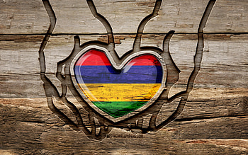 I love Mauritius, , wooden carving hands, Day of Mauritius, Mauritius flag, Flag of Mauritius, Take care Mauritius, creative, Mauritius flag in hand, wood carving, african countries, Mauritius HD wallpaper