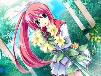 Nagishiro Miyako, anime girl, pink, anime school girl, yellow, hana to otome ni shukufuku o, flowers HD wallpaper