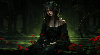 Whispers of the Greenwood, dark, AI Art, forest HD wallpaper