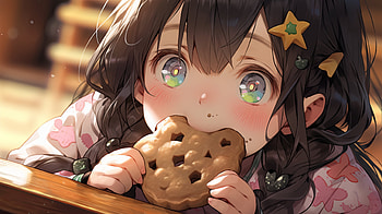 Child with Chocolate Chip Cookie, Chocolate Chip Cookie, Anime, child HD wallpaper