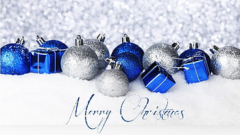 Blue and Silver, blue, Feliz Navidad, Christmas, snow, silver, decorations HD wallpaper