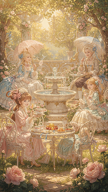 Sunlit Tea Garden — Cute Summer , Fountain HD phone wallpaper