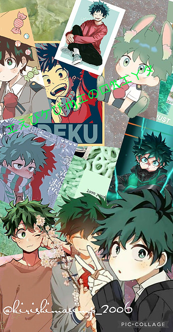 Izuku midoriya, pink, green, japanese, deku, mha, bnha, class 1a, cute, anime HD phone wallpaper