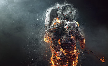 Astronaut Fire Scifi, astronaut, scifi, artist, artwork, digital-art, fire HD wallpaper