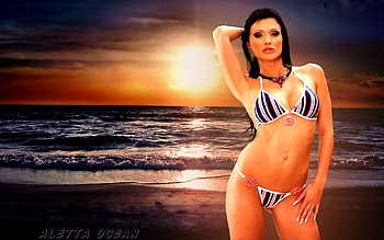 Enjoy the sunset, sea, babe, bikini, girls, woman, sunset, female, beach HD wallpaper