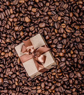 Gift box, coffee beans HD phone wallpaper