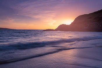 Nature, Sunset, Sea, Sun, Coast, Hill HD wallpaper