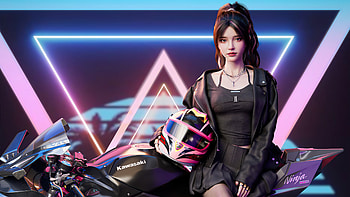 Cool Cgi Biker Girl With Ninja H2r, biker, girls, artist, artwork, digital-art, artstation, kawasaki-ninja-h2r, kawasaki-ninja, bikes HD wallpaper