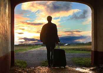 Dawn, Miscellanea, Miscellaneous, Journey, Human, Person, Suitcase HD wallpaper