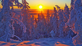 Amazing Winter Sunset, snow, landscape, clouds, colors, trees, sky, forest, mountains HD wallpaper