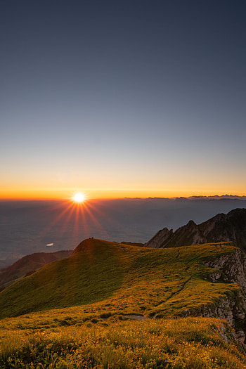 Nature, Sun, Horizon, Vertex, Tops, Hill HD phone wallpaper