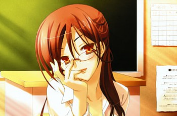 Anime, glasses, red eyes, long hair HD wallpaper