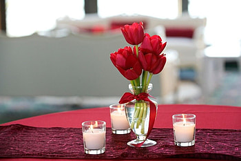 Tulips, vase, candles, nature, flowers HD wallpaper