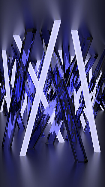 shapes, reflection, blue, crystal, glass, Abstract, 3D, abstract blue HD phone wallpaper