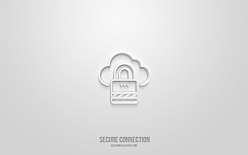 Secure connection 3d icon, white background, 3d symbols, Secure connection, networks icons, 3d icons, Secure connection sign, networks 3d icons HD wallpaper