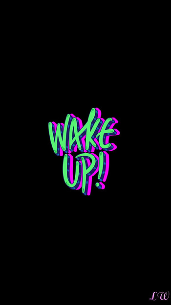 Awake, green, purple, saying HD phone wallpaper