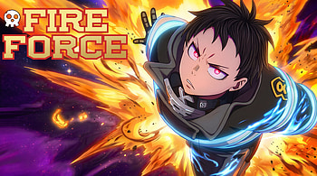 Fire Force - Shinra With Logo, Fire Force, Anime, Shinra Kusakabe, Fire, Skull HD wallpaper