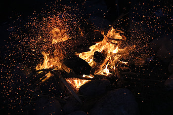 Fire, Bonfire, Dark, Flame, Sparks HD wallpaper