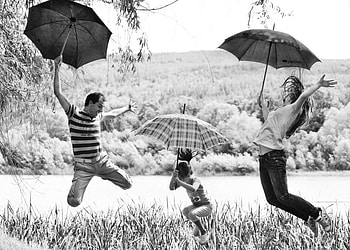 happy family, woman, child are happy, man HD wallpaper