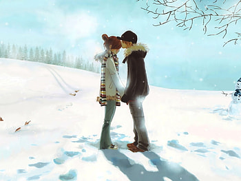 Winter love, couple, winter, nature, love HD wallpaper