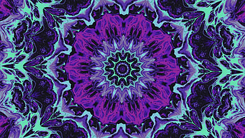Purple Blue Flower Shape Fractal Abstraction Abstract HD wallpaper