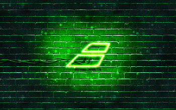 Babolat green logo, , green brickwall, Babolat logo, brands, Babolat neon logo, Babolat HD wallpaper
