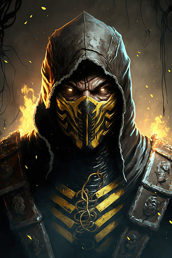 Scorpion, Scorpion (Mortal Kombat), AI Art, video game, Mortal Kombat HD phone wallpaper