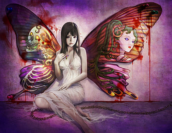 Butterfly Anime Girl, girl, anime, butterfly HD wallpaper