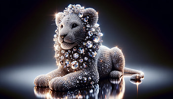 Sparkling Lion Cub, lion cub, lion, sculpture, jewelry, artistic HD wallpaper