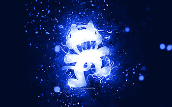 Monstercat dark blue logo, , canadian DJs, dark blue neon lights, creative, dark blue abstract background, Monstercat logo, music stars, Monstercat HD wallpaper