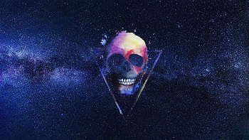 Art, Starry Sky, Skull, Triangle HD wallpaper