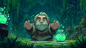 Green Remedy: Cartoon Mage's Healing Potion —, potion, Healing Magic, mage, cartoon, green HD wallpaper