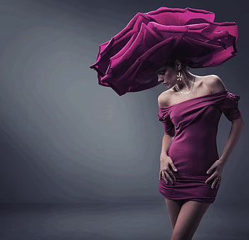 Fashion Girl, graphy, jewelry, dress, nice, flower, hat, makeup, sexy, model, girl, beautiful, woman, purple, fashion, body, cool, face HD wallpaper
