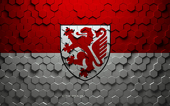 Flag of Braunschweig, honeycomb art, Braunschweig hexagons flag, Braunschweig, 3d hexagons art, Braunschweig flag HD wallpaper