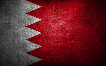 Bahraini metal flag, grunge art, asian countries, Day of Bahrain, national symbols, Bahrain flag, metal flags, Flag of Bahrain, Asia, Bahraini flag, Bahrain HD wallpaper