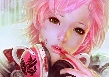 AHUA, robot, girl, beautiful, CG, beauty, pink, abstract, pretty, face, mech, terminator, android, female HD wallpaper