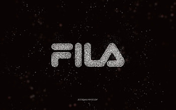 Fila glitter logo, , black background, Fila logo, white glitter art, Fila, creative art, Fila white glitter logo HD wallpaper