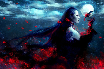 Eternal tears, moon, art, drawing, woman HD wallpaper