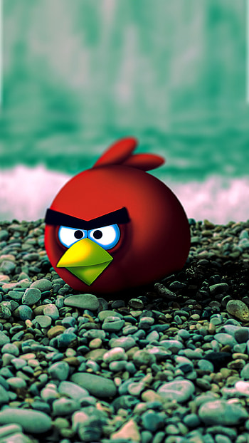Angry bird, red, angrybirds, art, game, gaming, cartoon, manipulation, angrybird, digitalpainting, hop HD phone wallpaper