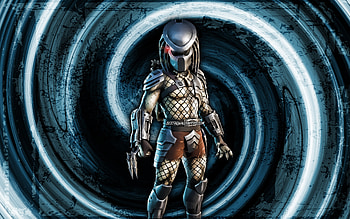 Predator, blue grunge background, Fortnite, vortex, Fortnite characters, Predator Skin, Fortnite Battle Royale, Predator Fortnite HD wallpaper